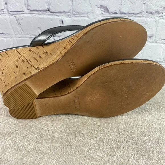 SALE!! EUC Coach Silver and cork wedge sandal - Picture 5 of 6